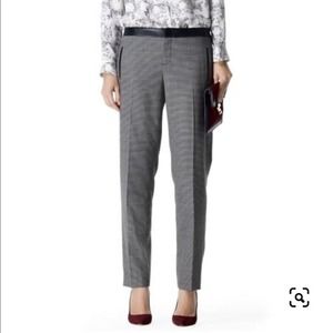 Club Monaco | Aida Pants Grey Tweed Wool Leather Trim Slacks NWT size 12
